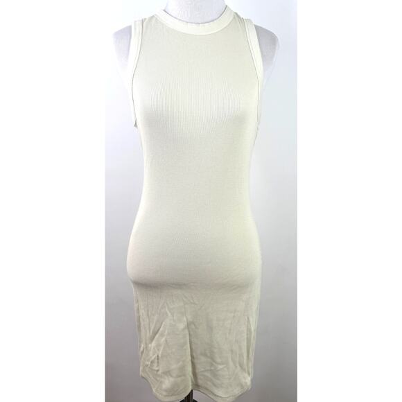 Skims Cotton RibTank Sleeveless Bodycon Bone Off White Dress Size Large NWT - Picture 1 of 6